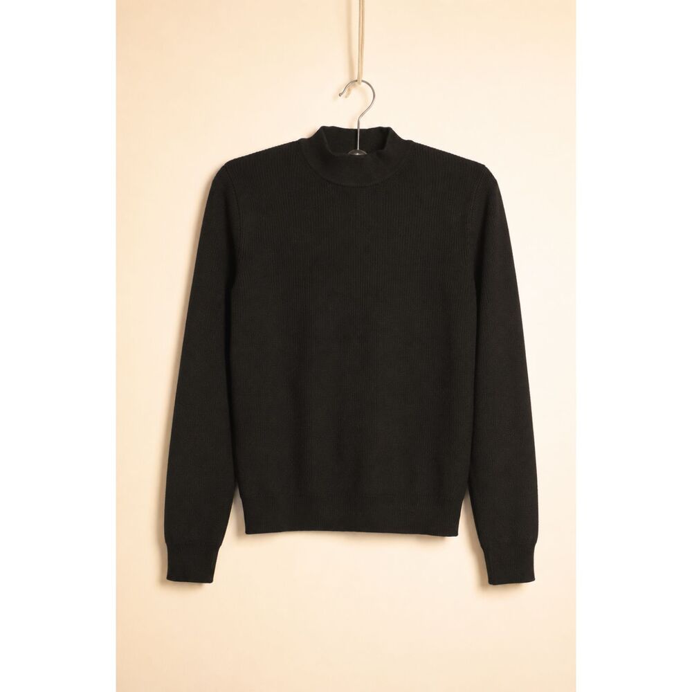 Noir Black Mock Turtleneck Sweater Large Cutout Neck Detail NWOT